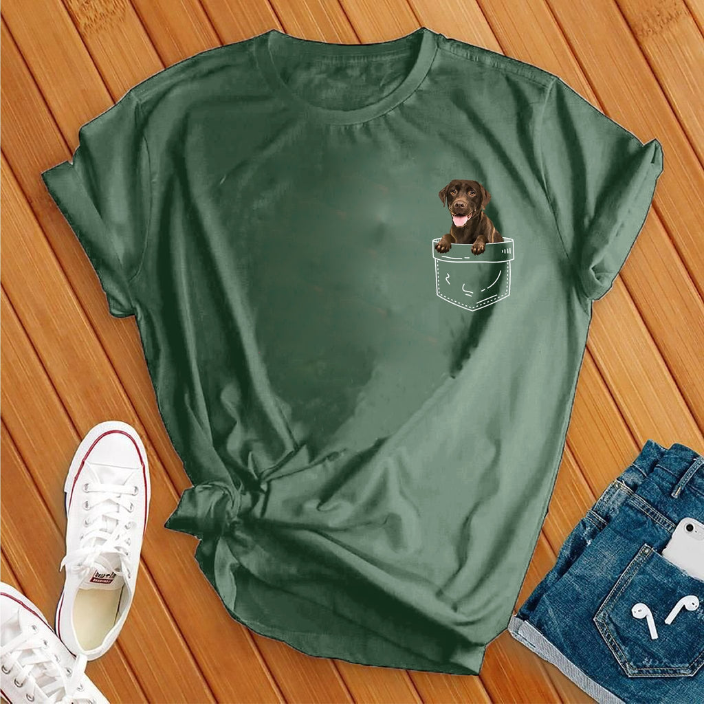 Cute Chocolate Lab Pocket T-Shirt T-Shirt Tshirts.com Forest S 