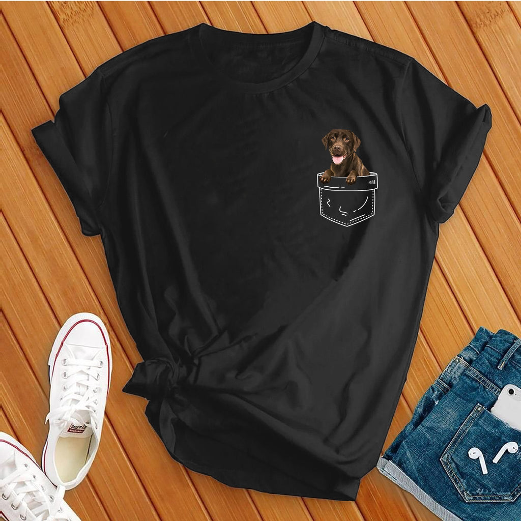 Cute Chocolate Lab Pocket T-Shirt T-Shirt Tshirts.com Black S 
