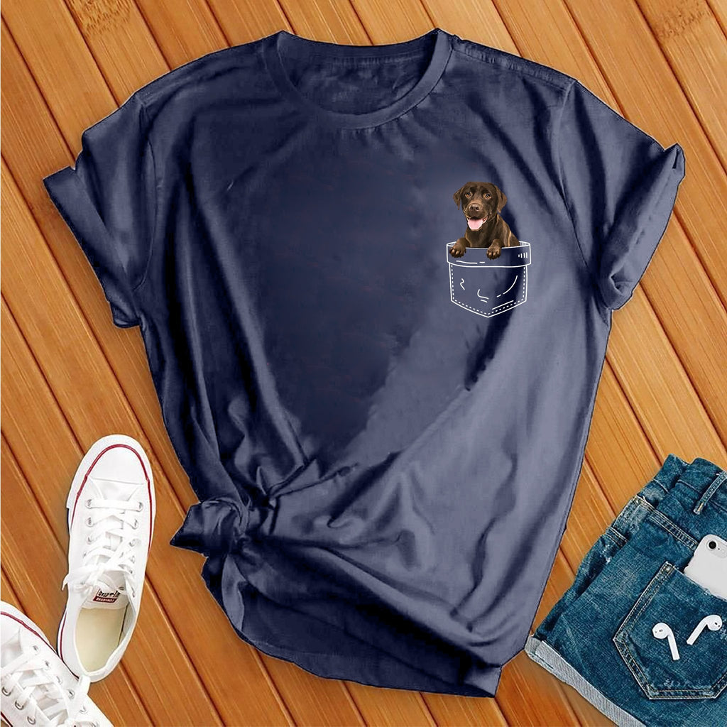 Cute Chocolate Lab Pocket T-Shirt T-Shirt Tshirts.com Heather Navy S 