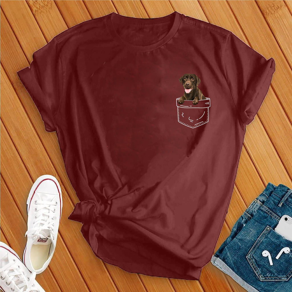 Cute Chocolate Lab Pocket T-Shirt T-Shirt Tshirts.com Maroon S 
