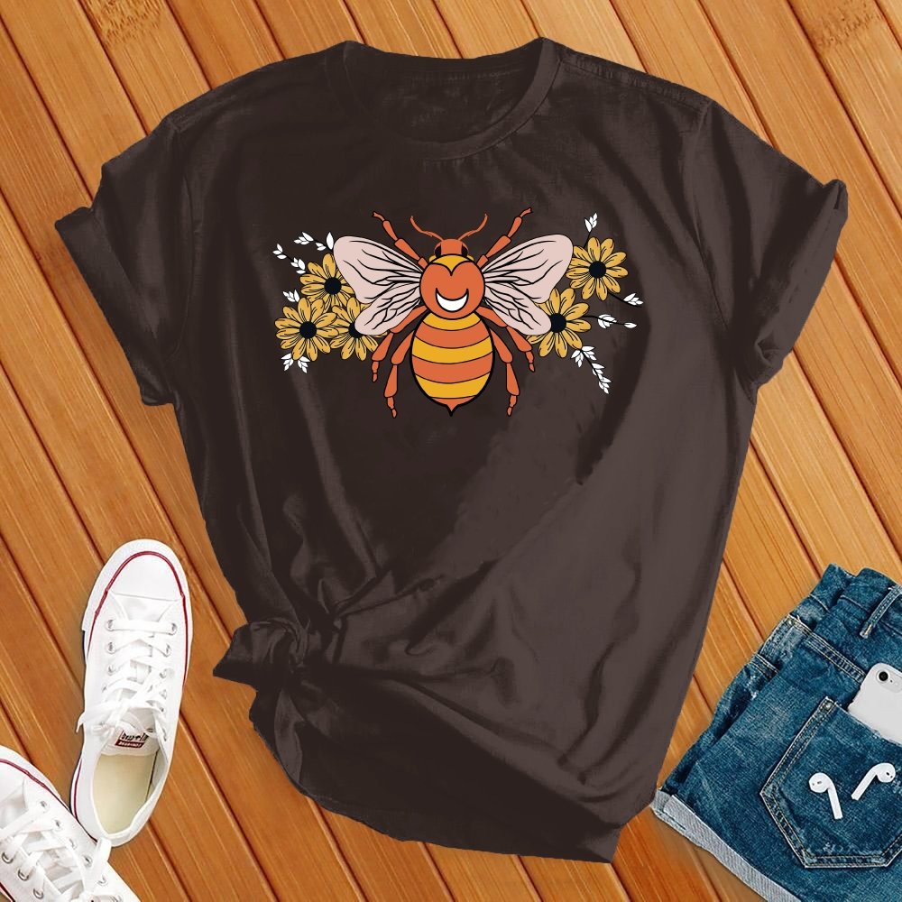 Floral Bumble Bee T-Shirt T-Shirt Tshirts.com Brown S 