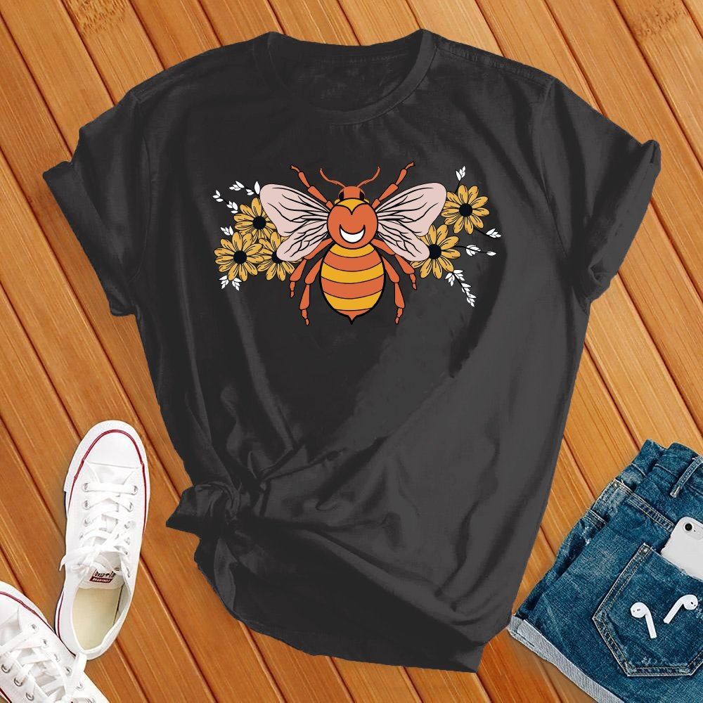 Floral Bumble Bee T-Shirt T-Shirt Tshirts.com Heather Navy S 