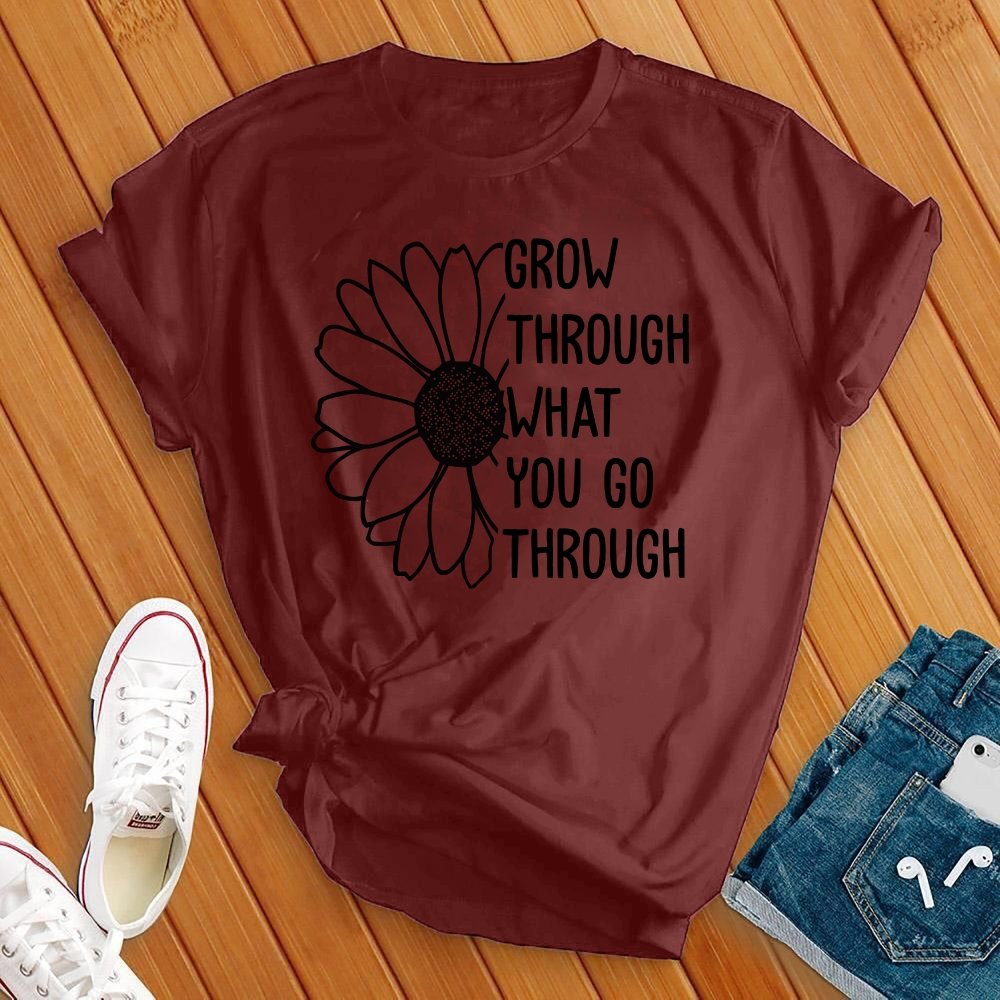 Grow Through Flower T-Shirt T-Shirt Tshirts.com Maroon S 