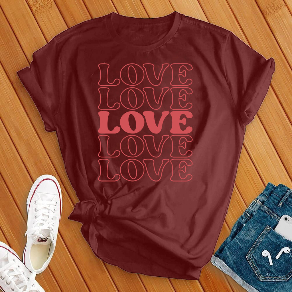 Love 5 T-Shirt T-Shirt Tshirts.com Maroon S 