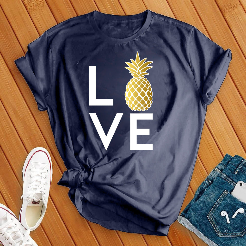 Love Pineapple T-Shirt T-Shirt tshirts.com Heather Navy S 