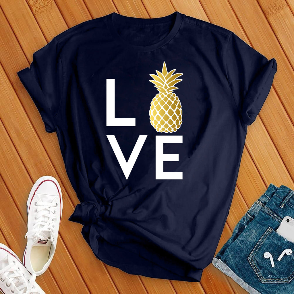 Love Pineapple T-Shirt T-Shirt tshirts.com Navy S 
