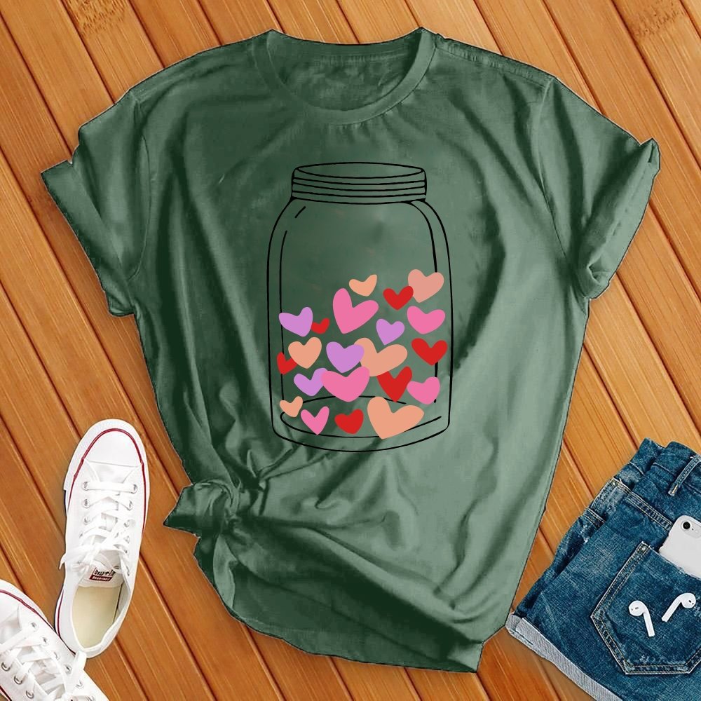 Mason Jar Heart T-Shirt T-Shirt tshirts.com Military Green S 