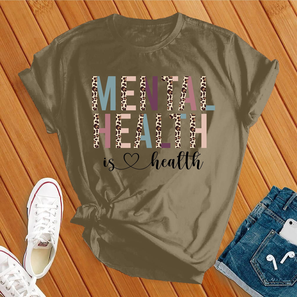 Mental Health Matters Leopard T-Shirt T-Shirt Tshirts.com Heather Olive S 