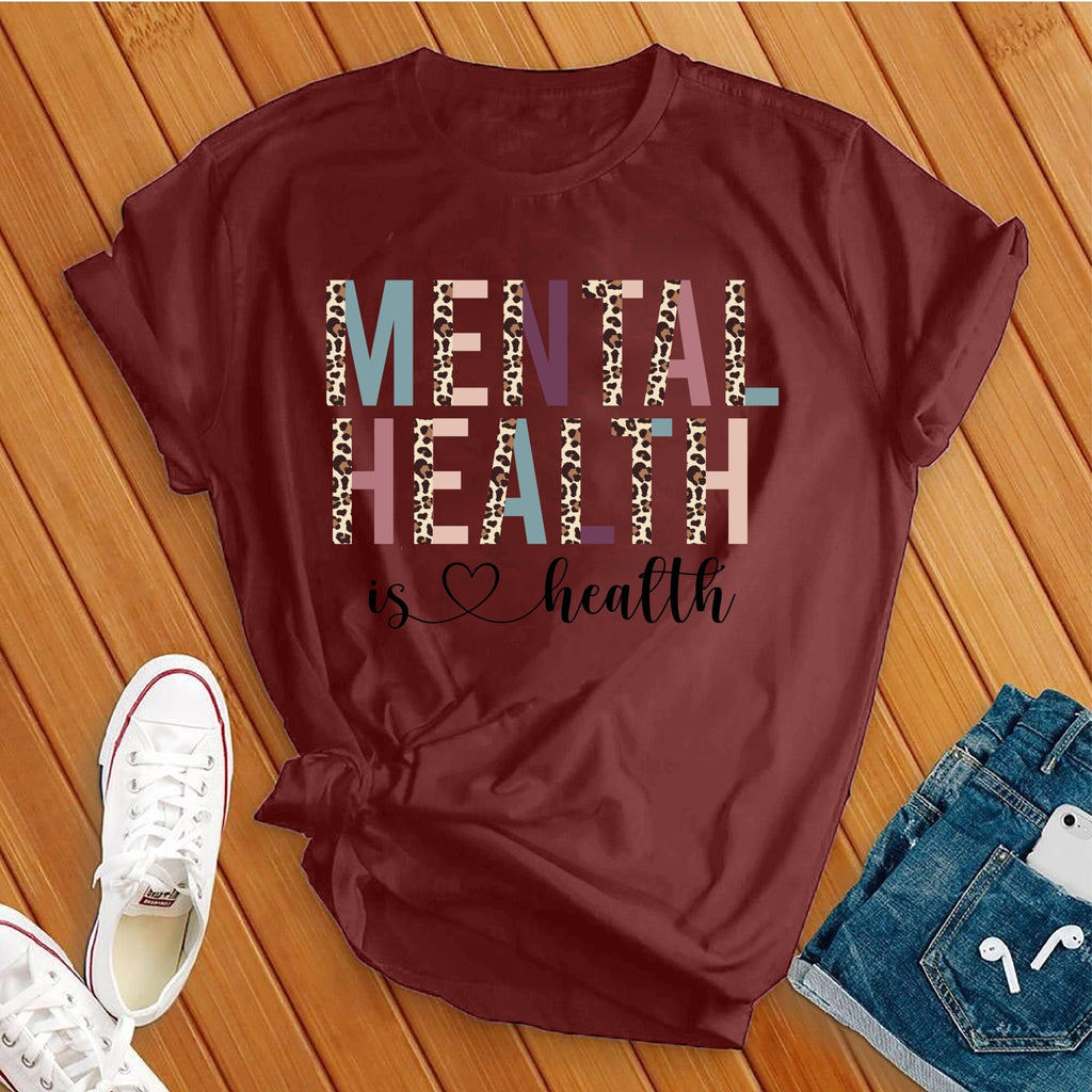 Mental Health Matters Leopard T-Shirt T-Shirt Tshirts.com Maroon S 