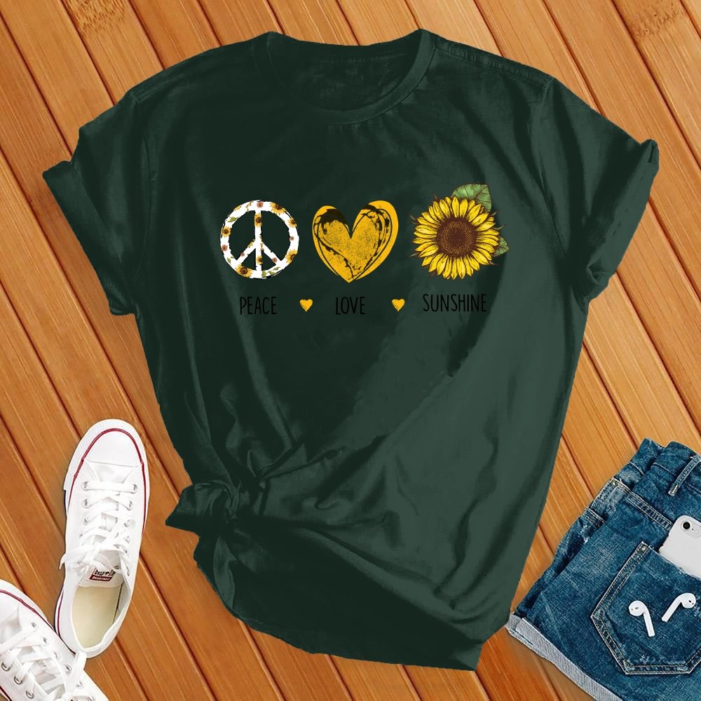 Peace Love Sunshine T-Shirt T-Shirt Tshirts.com Forest S 