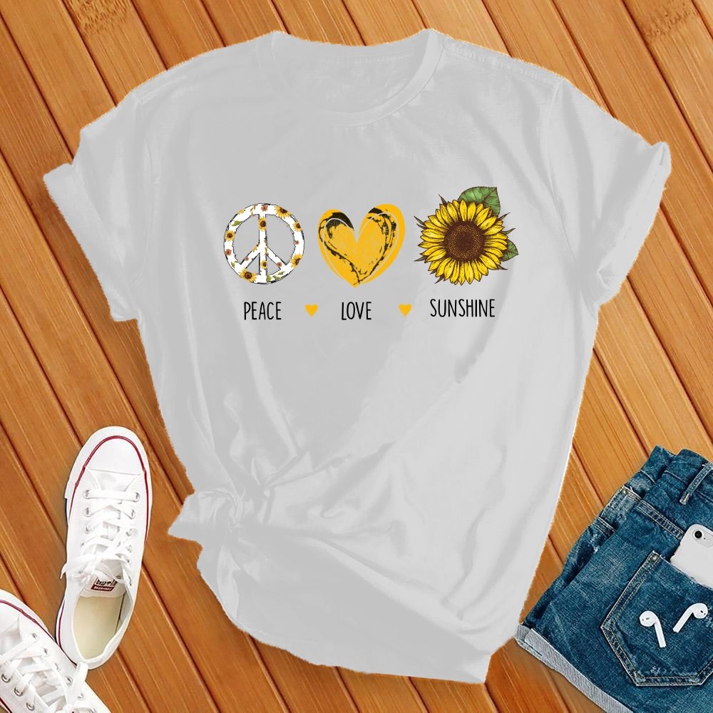Peace Love Sunshine T-Shirt T-Shirt Tshirts.com White S 
