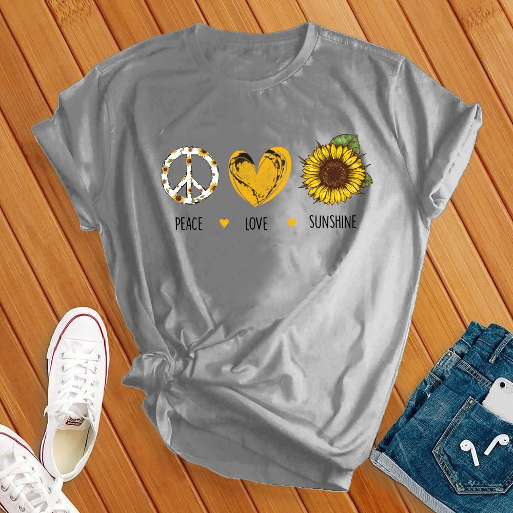 Peace Love Sunshine T-Shirt T-Shirt Tshirts.com Solid Athletic Grey S 