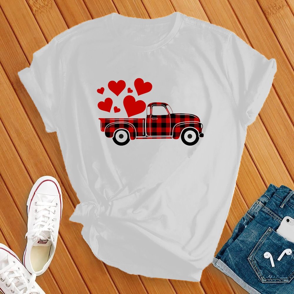 Plaid Love Truck  T-Shirt T-Shirt Tshirts.com White S 