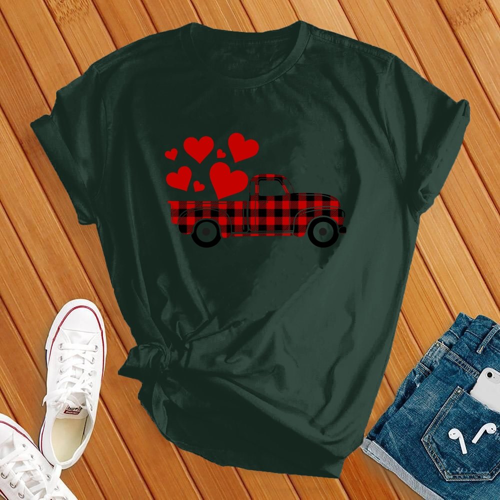 Plaid Love Truck  T-Shirt T-Shirt Tshirts.com Forest S 