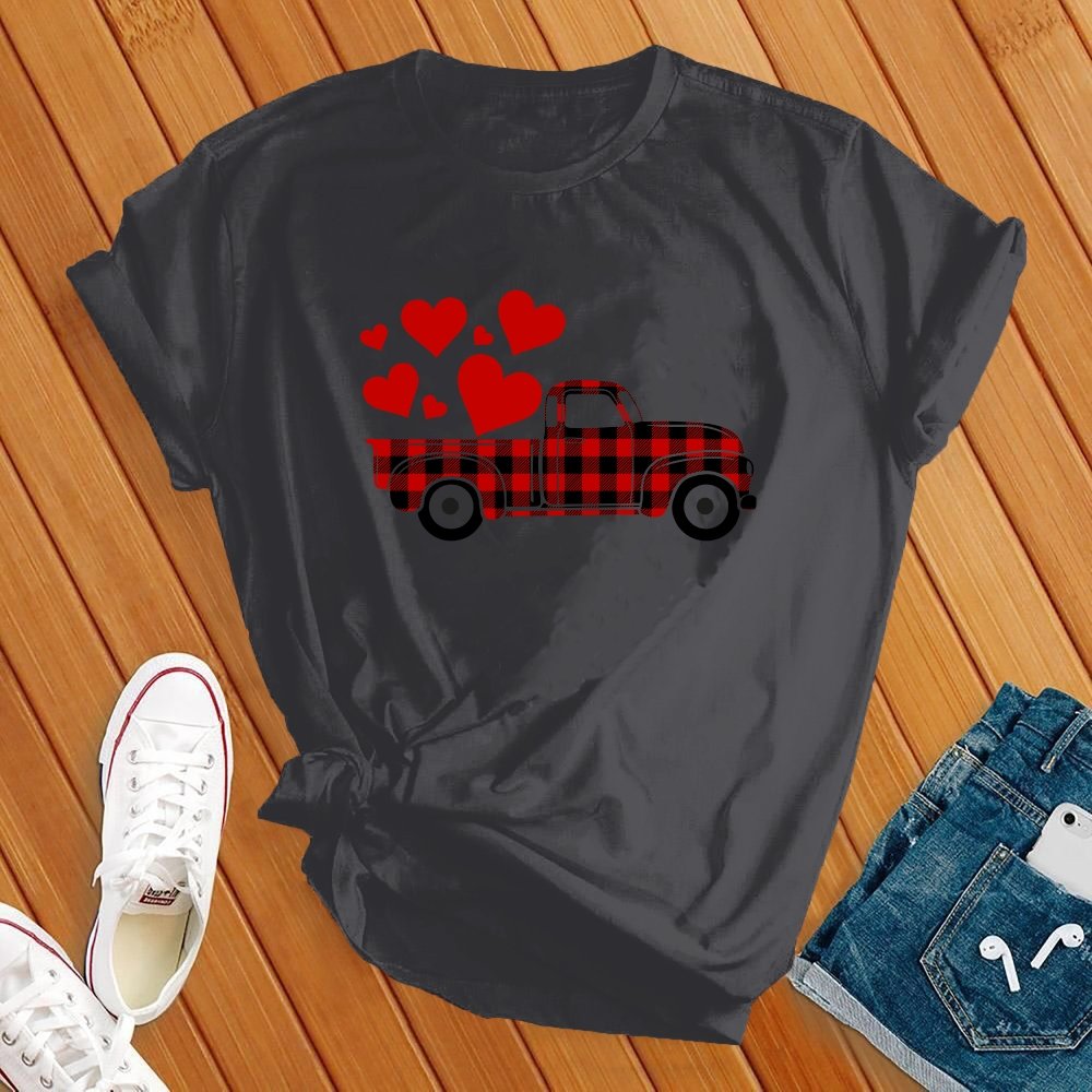 Plaid Love Truck  T-Shirt T-Shirt Tshirts.com Navy S 