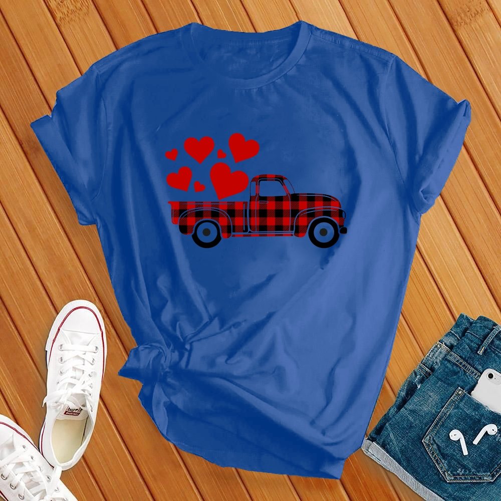 Plaid Love Truck  T-Shirt T-Shirt Tshirts.com True Royal S 