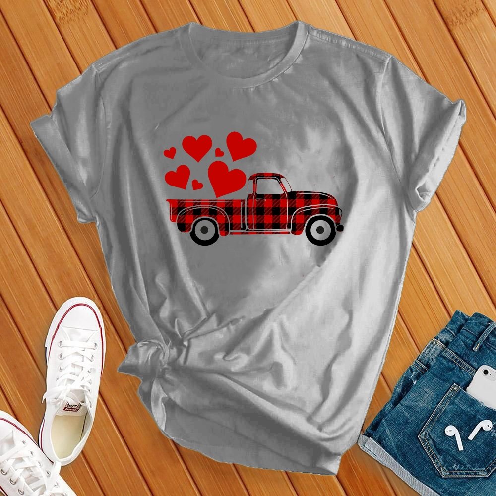 Plaid Love Truck  T-Shirt T-Shirt Tshirts.com Athletic Heather S 