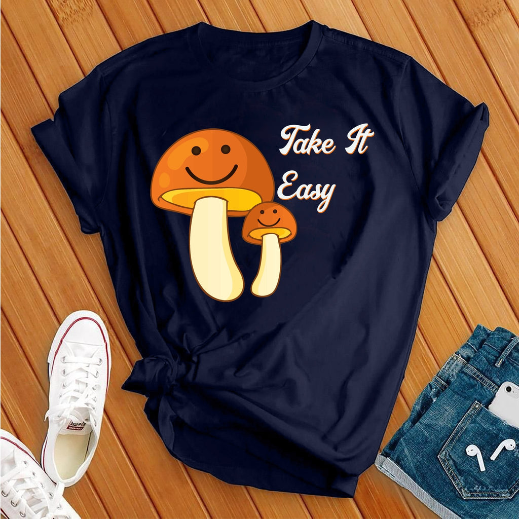 Take It Easy Retro Mushroom T-Shirt T-Shirt tshirts.com Navy S 