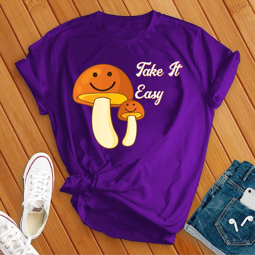 Take It Easy Retro Mushroom T-Shirt T-Shirt tshirts.com Team Purple S 
