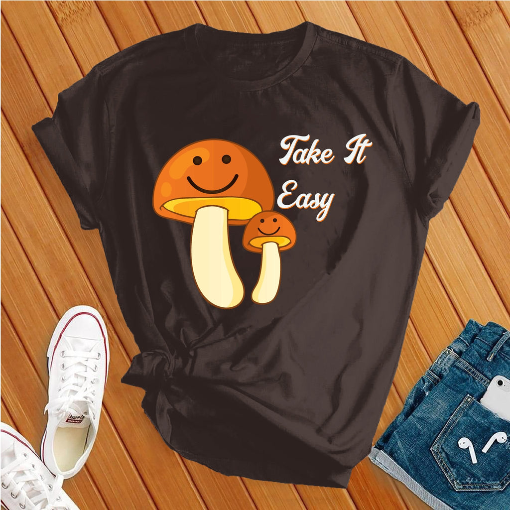Take It Easy Retro Mushroom T-Shirt T-Shirt tshirts.com Brown S 