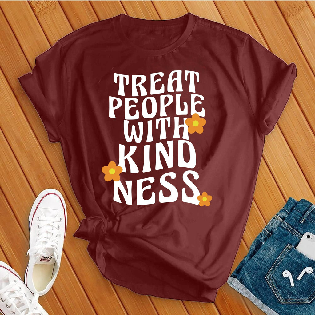 Treat People With Kindness Retro T-Shirt T-Shirt tshirts.com Maroon S 