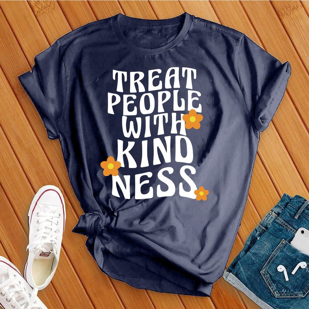 Treat People With Kindness Retro T-Shirt T-Shirt tshirts.com Heather Navy S 