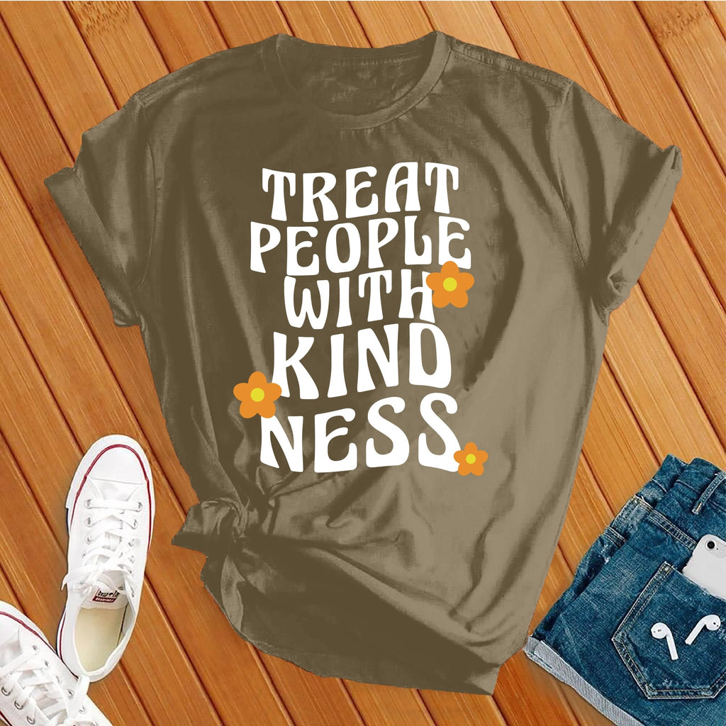 Treat People With Kindness Retro T-Shirt T-Shirt tshirts.com Military Green S 