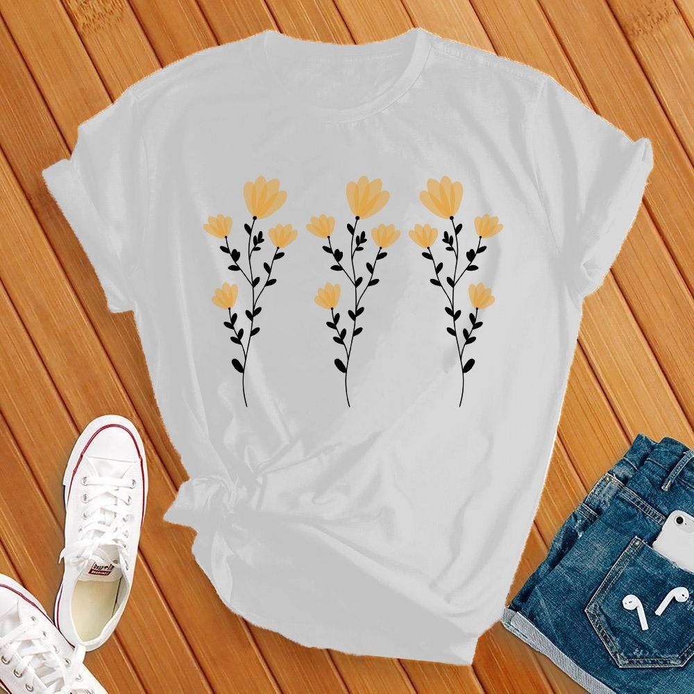 Yellow Flowers T-Shirt T-Shirt Tshirts.com White S 