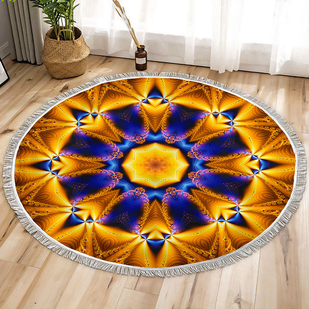 Gold Bloom Circle Tapestry Image