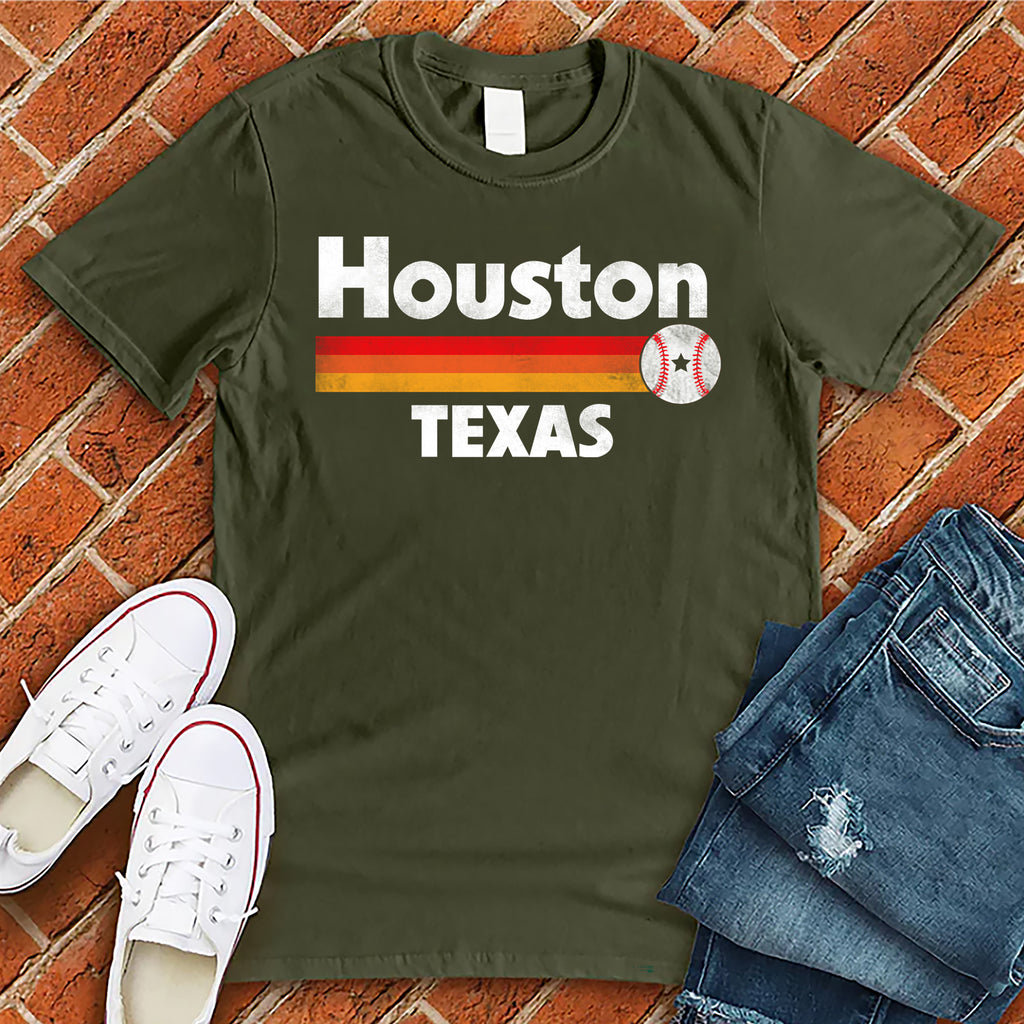 Houston Baseball Star T-Shirt T-Shirt tshirts.com Military Green S 