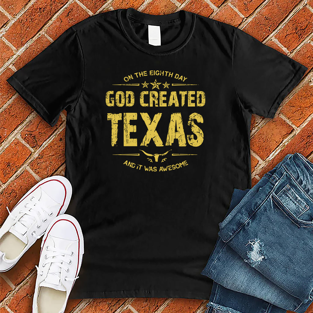 God Created Texas T-Shirt T-Shirt Tshirts.com Black S 