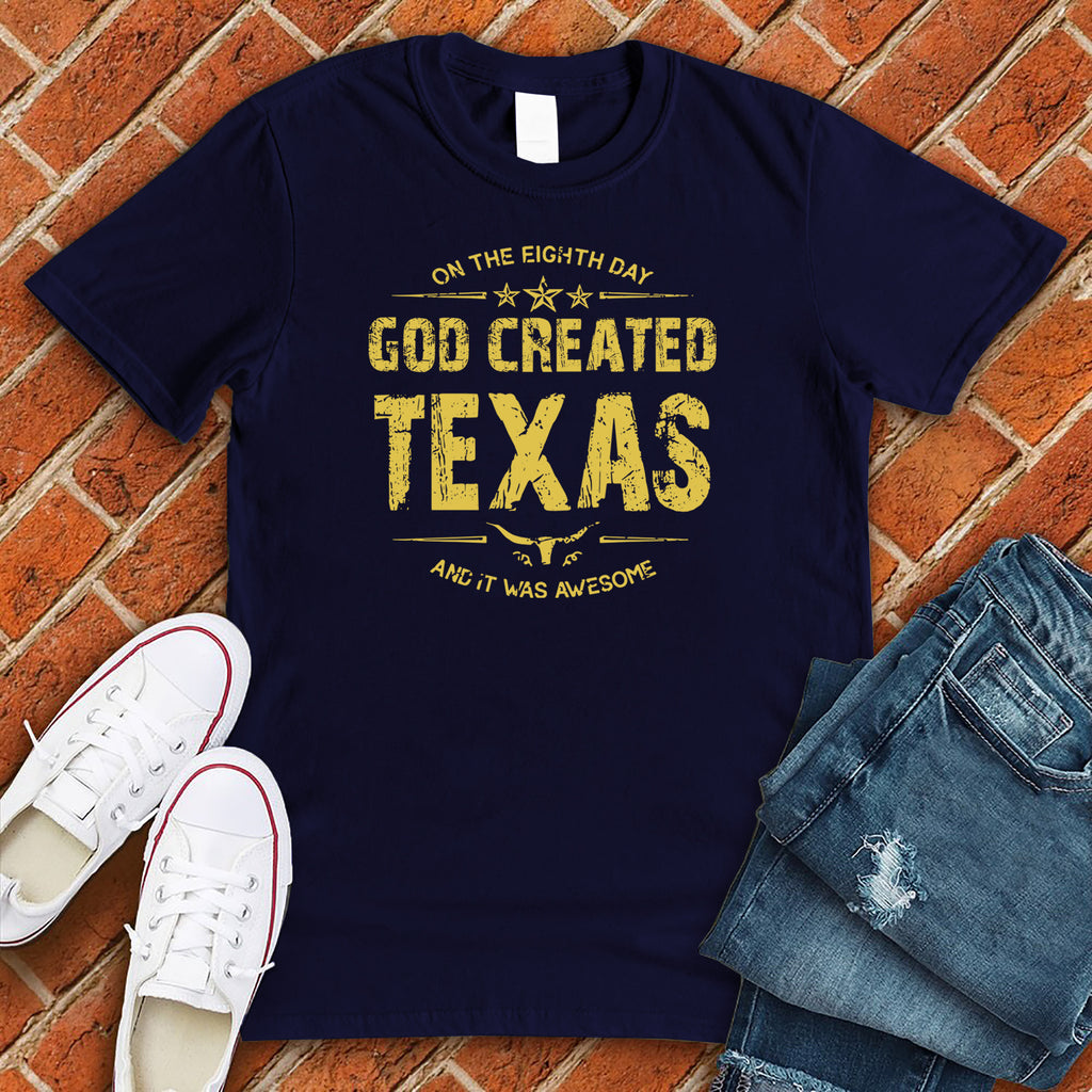 God Created Texas T-Shirt T-Shirt Tshirts.com Navy S 