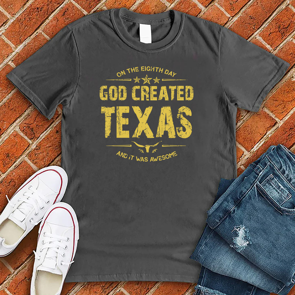 God Created Texas T-Shirt T-Shirt Tshirts.com Asphalt S 