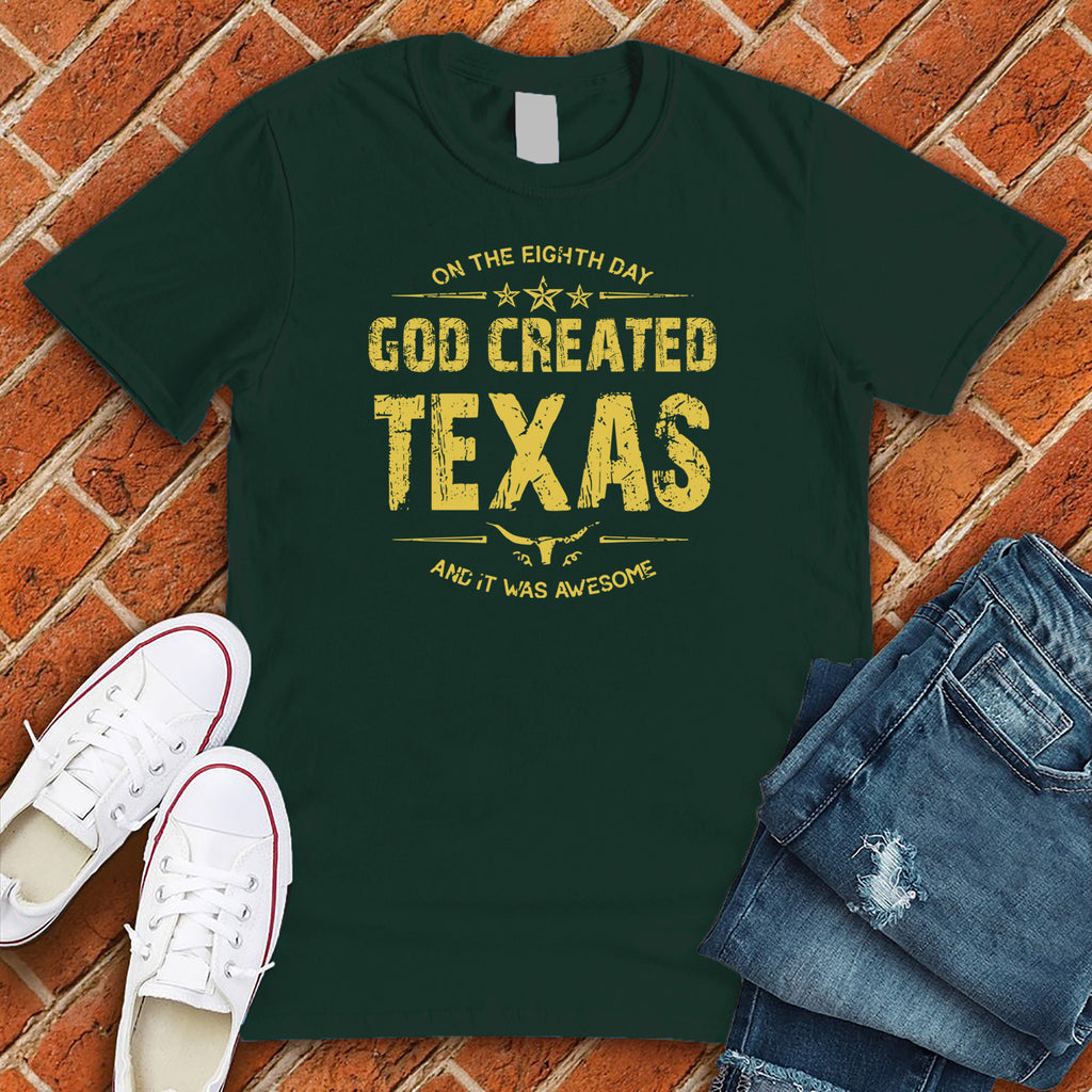 God Created Texas T-Shirt T-Shirt Tshirts.com Forest S 