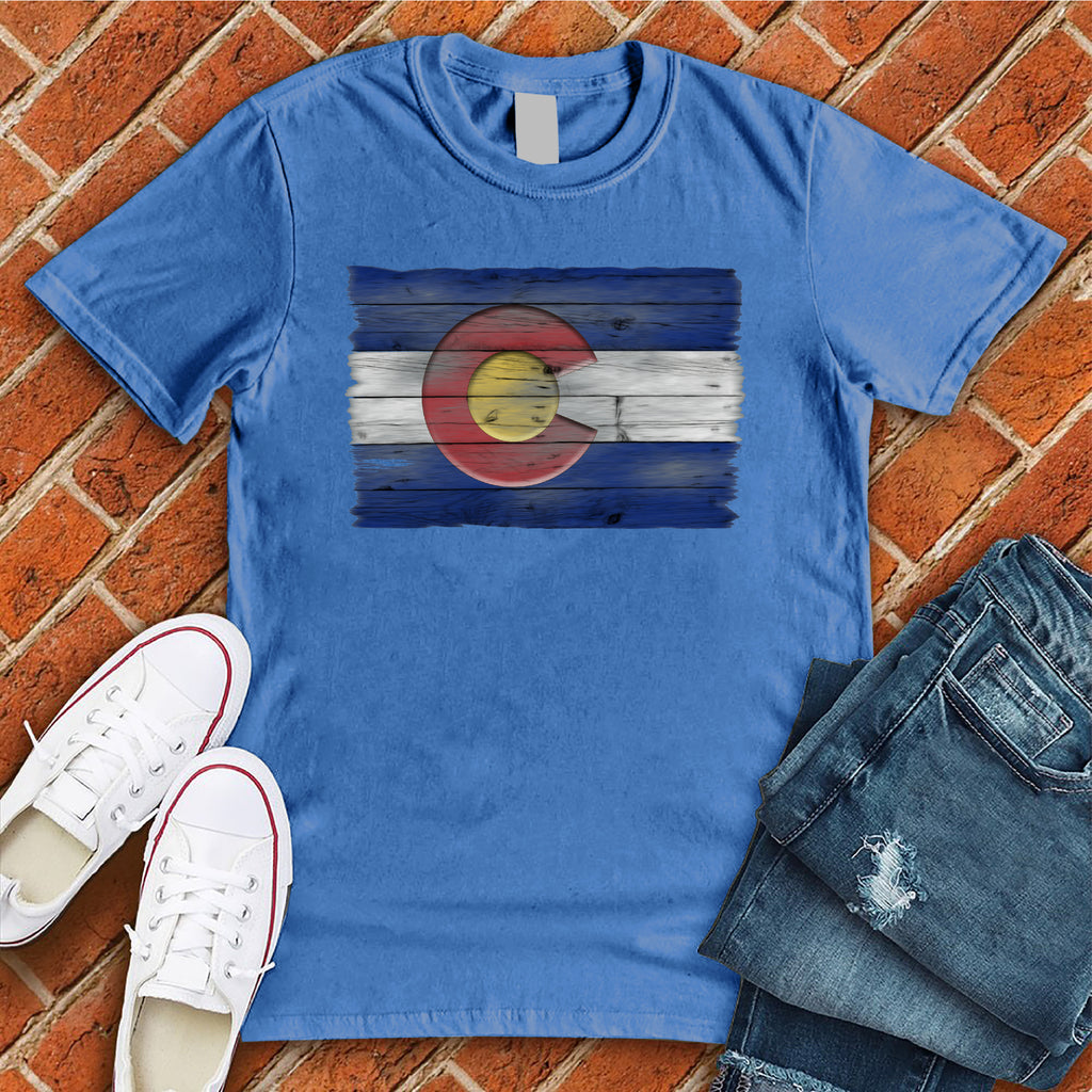 Wooden Colorado Flag T-Shirt T-Shirt tshirts.com True Royal S 