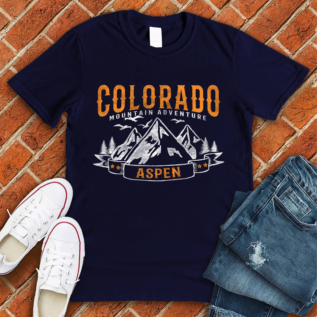 Aspen Mountain Adventure T-Shirt T-Shirt tshirts.com Navy S 