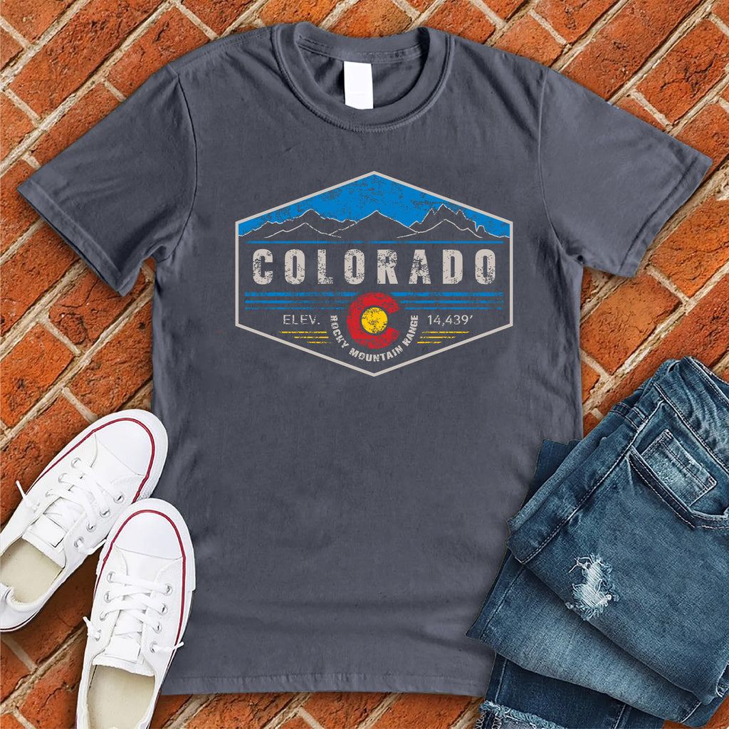 Colorado Hexagon Badge T-Shirt T-Shirt tshirts.com Heather Navy S 