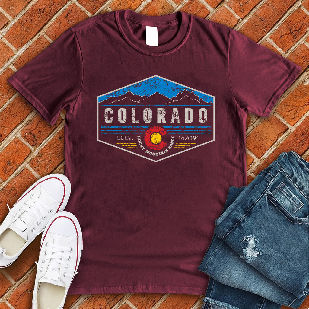 Colorado Hexagon Badge T-Shirt T-Shirt tshirts.com Maroon S 