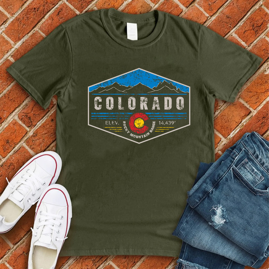 Colorado Hexagon Badge T-Shirt T-Shirt tshirts.com Military Green S 