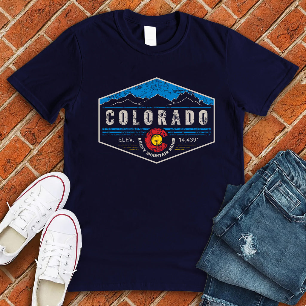 Colorado Hexagon Badge T-Shirt T-Shirt tshirts.com Navy S 