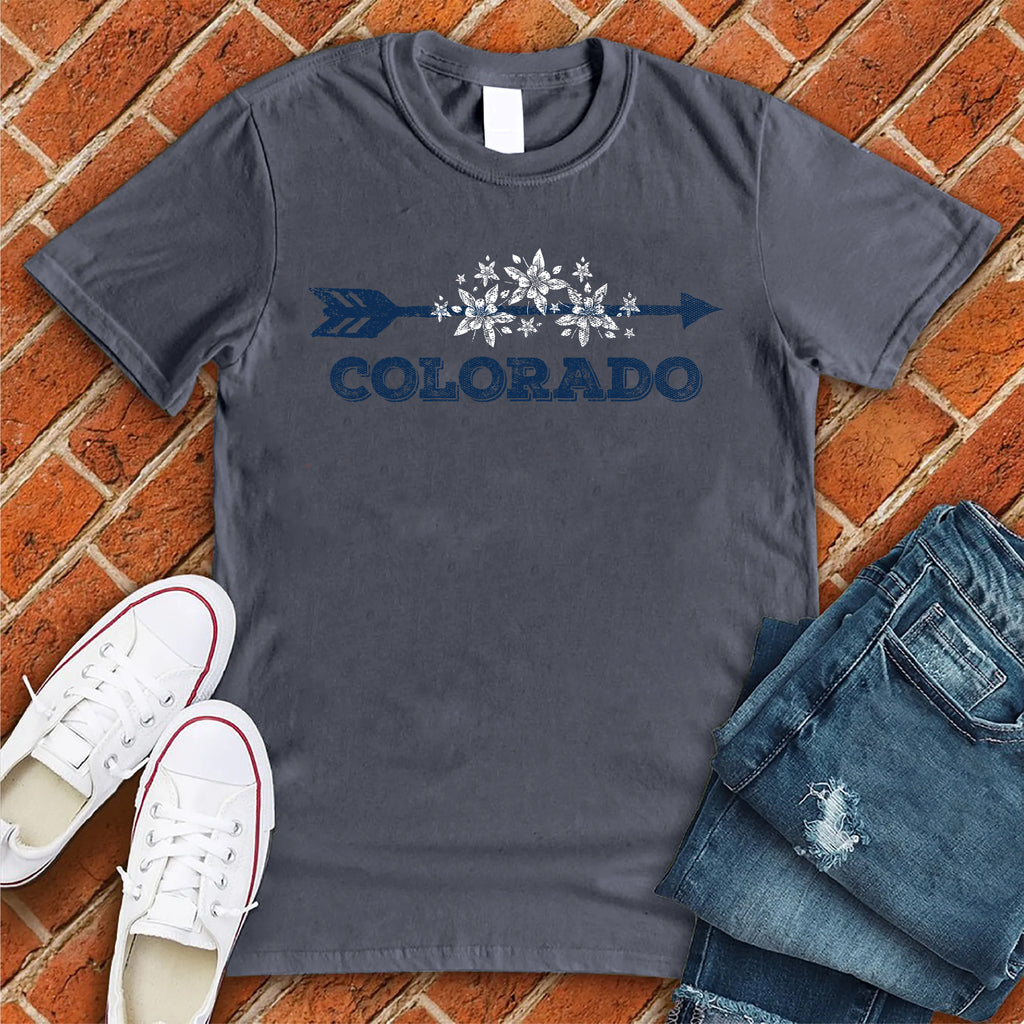 Colorado Floral Arrow T-Shirt T-Shirt Tshirts.com Heather Navy S 