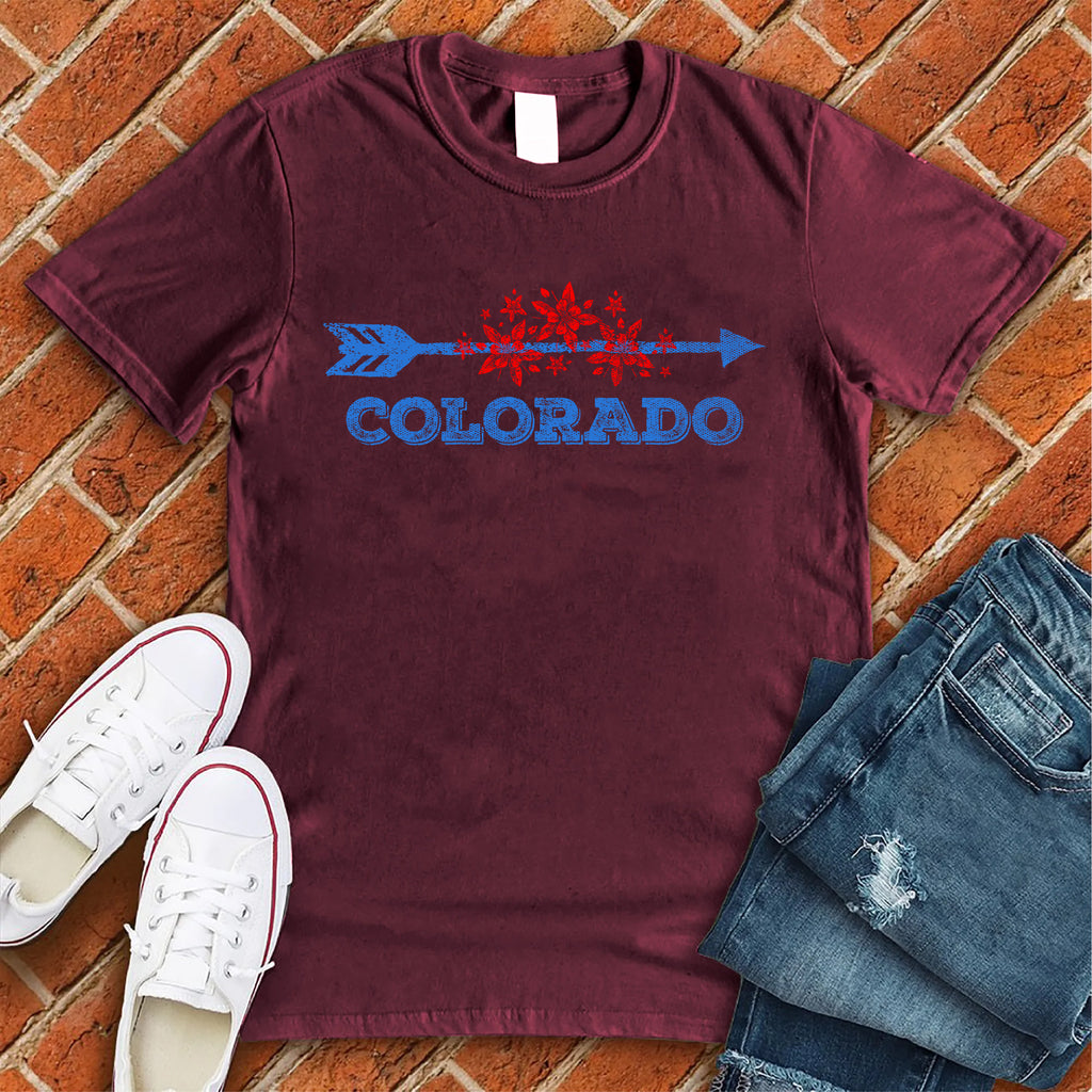 Colorado Floral Arrow T-Shirt T-Shirt Tshirts.com Maroon S 