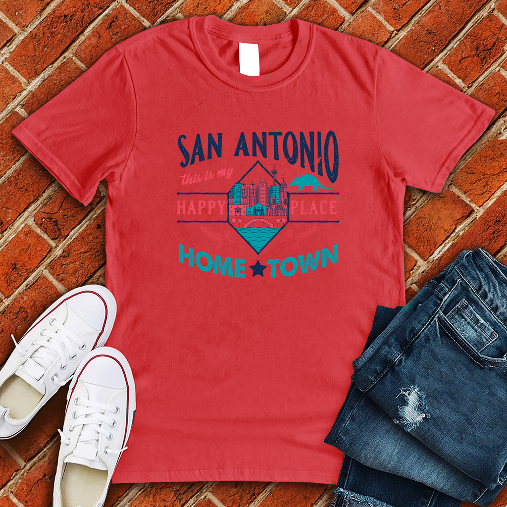 San Antonio Home Town T-Shirt T-Shirt tshirts.com Heather Red S 