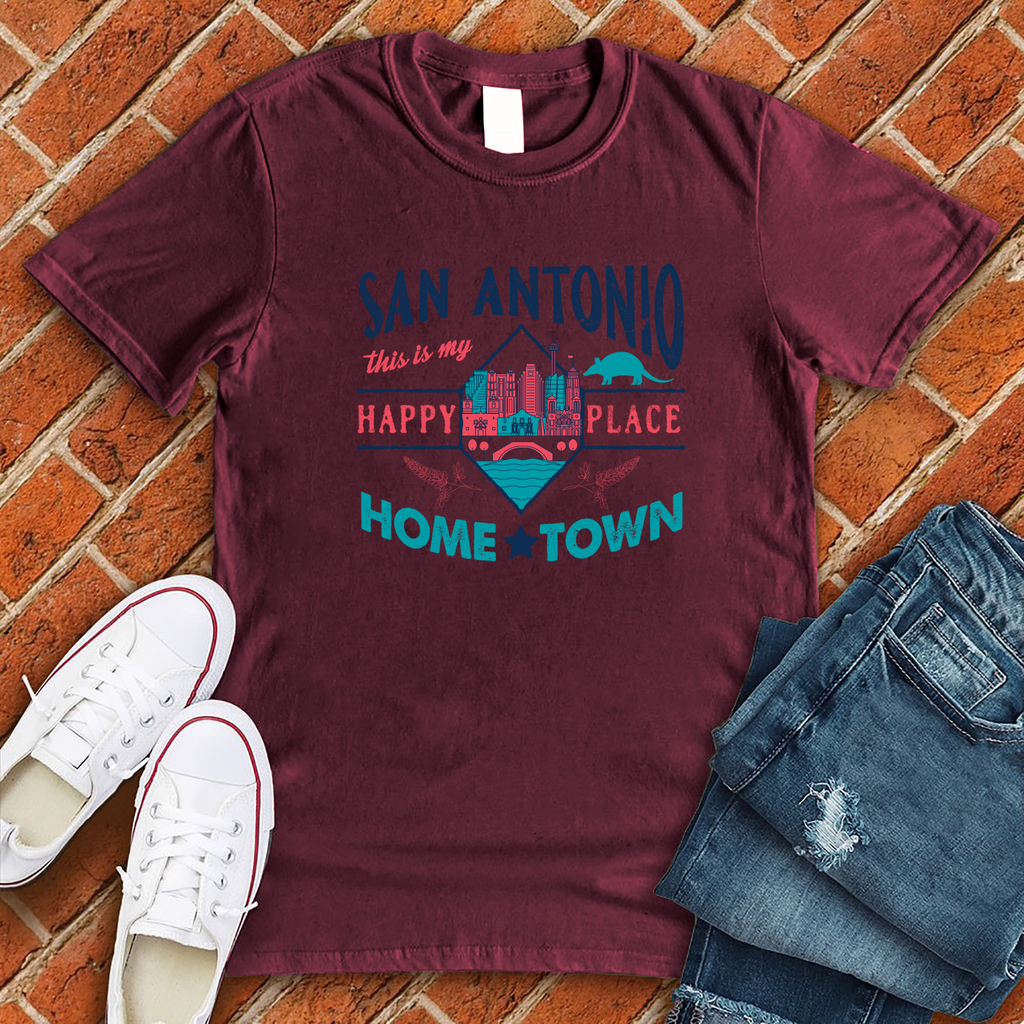 San Antonio Home Town T-Shirt T-Shirt tshirts.com Maroon S 
