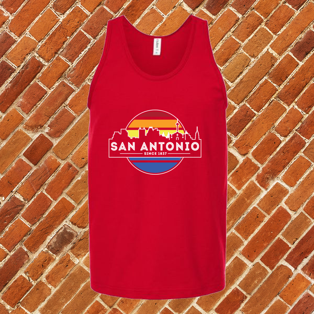 San Antonio City Line Colors Unisex Tank Top Tank Top tshirts.com Red S 