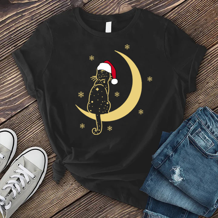 Cat Santa Hat T-Shirt Image