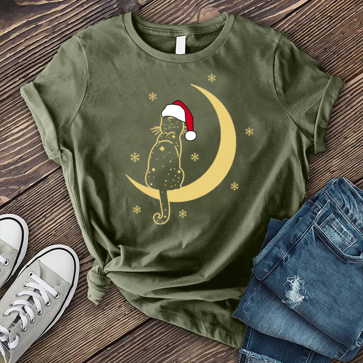 Cat Santa Hat T-Shirt T-Shirt tshirts.com Military Green S 