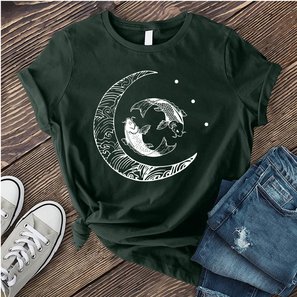 Moon and Pisces T-Shirt T-Shirt tshirts.com Forest Green S 