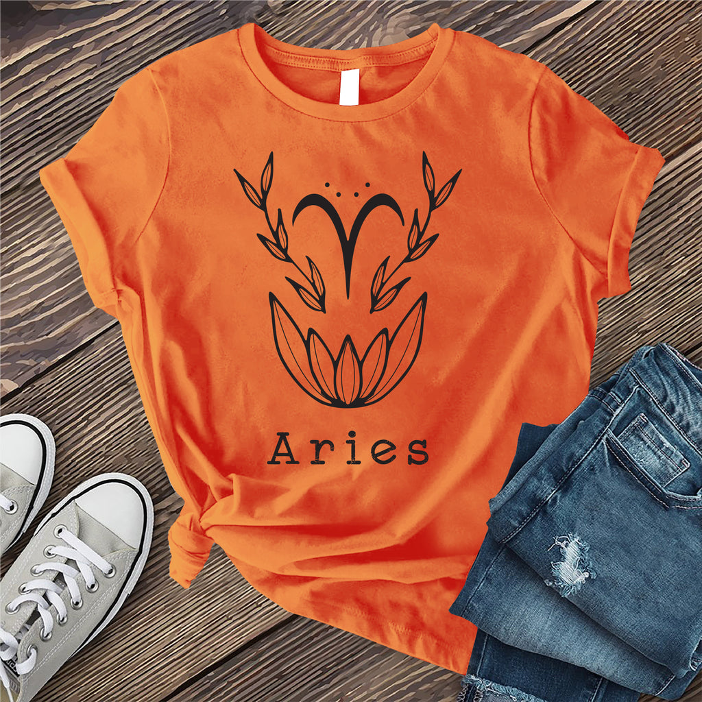 Aries Lotus T-Shirt T-Shirt tshirts.com Heather Orange S 