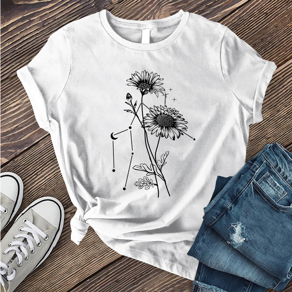 Gemini Constellation and Daisy T-Shirt T-Shirt Tshirts.com Ash S 
